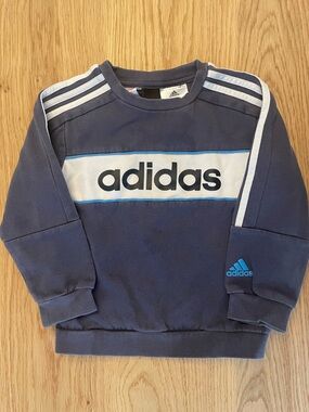 adidas Kids Navy Blue White and Light Blue Logo Sweatshirt